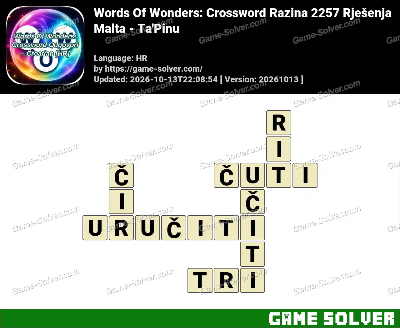 Words Of Wonders: Crossword Razina 2257 Rješenja – Malta – Ta’Pinu